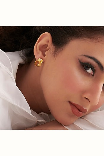Matte Gold Finish Knotted Stud Earrings In Sterling Silver