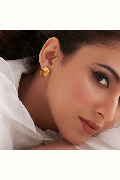 Matte Gold Finish Knotted Stud Earrings In Sterling Silver