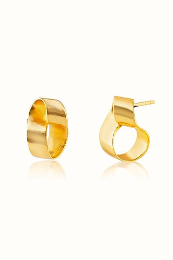 Matte Gold Finish Knotted Stud Earrings In Sterling Silver