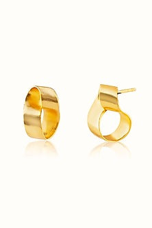 Matte Gold Finish Knotted Stud Earrings In Sterling Silver