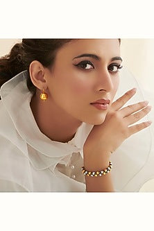 Gold Finish Dangler Earrings In Sterling Silver