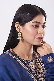 Gold Finish Pearl Earrings In Sterling Silver