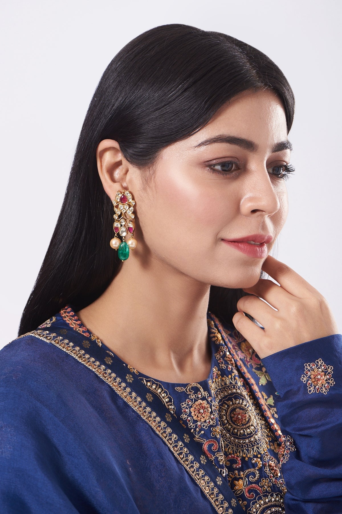 Gold Finish Pearl Earrings In Sterling Silver