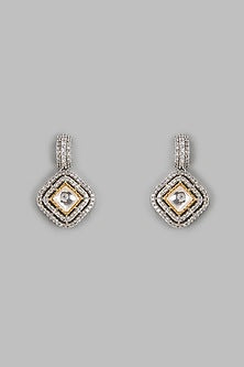 White Finish Zircon & Kundan Polki Dangler Earrings