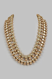 Gold Finish Kundan Polki & Zircon Long Necklace