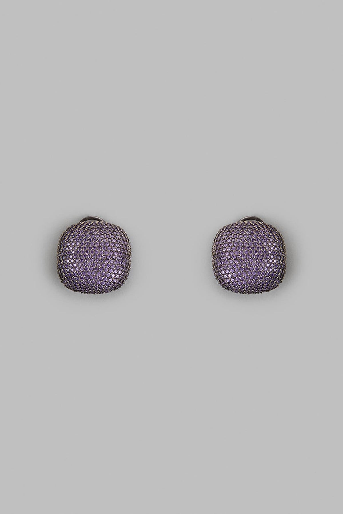Black Rhodium Finish Synthetic Stone Stud Earrings