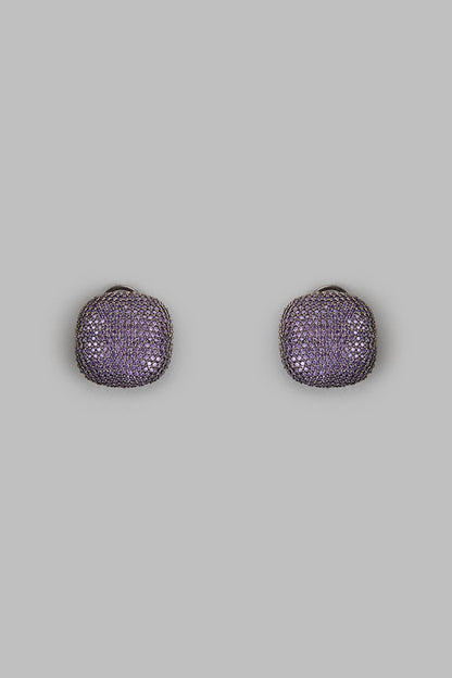 Black Rhodium Finish Synthetic Stone Stud Earrings