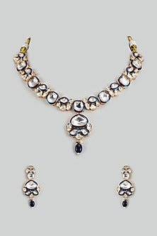 Two-Tone Finish Kundan Polki & Zircon Necklace Set