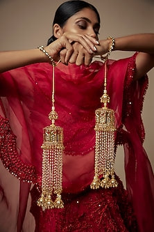 Gold Finish Pearl & Charm Tying Kaleeras (Set Of 2)