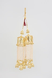 Gold Finish Pearl & Charm Tying Kaleeras (Set Of 2)