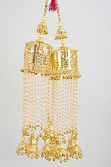 Gold Finish Pearl & Charm Tying Kaleeras (Set Of 2)