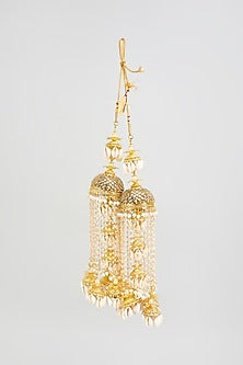 Gold Finish Shell Charm Tying Kaleeras (Set Of 2)