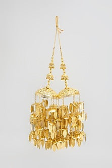 Gold Finish Leaf Charm Tying Kaleeras (Set Of 2)