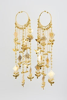 Gold Finish Hanging Charm Bangle Kaleeras (Set Of 2)