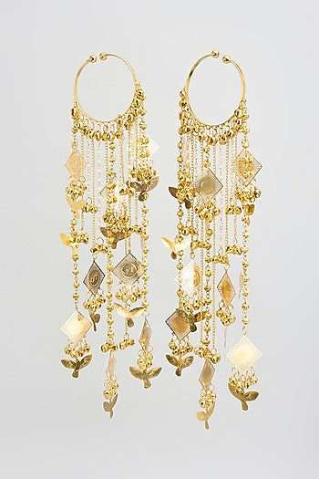 Gold Finish Hanging Charm Bangle Kaleeras (Set Of 2)
