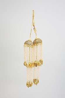 Gold Finish Beaded Strands Tying Kaleeras (Set Of 2)