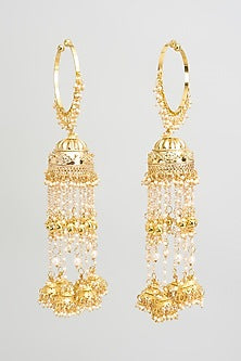 Gold Finish Pearl Bangle Kaleeras (Set Of 2)