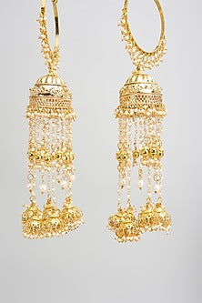 Gold Finish Pearl Bangle Kaleeras (Set Of 2)