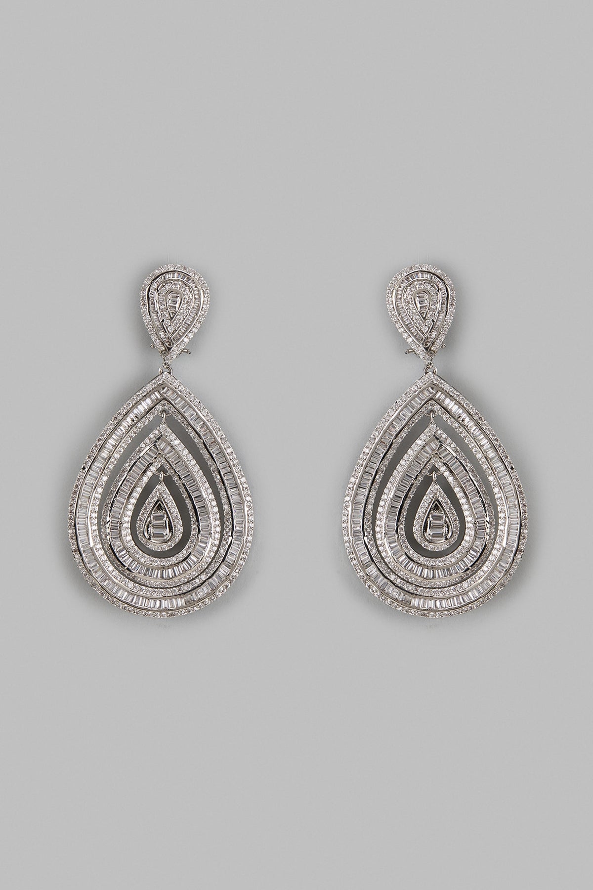 White Finish Zircon Dangler Earrings