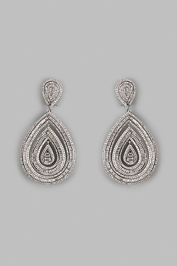 White Finish Zircon Dangler Earrings