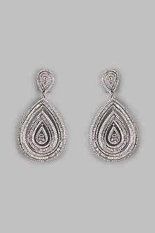White Finish Zircon Dangler Earrings