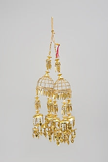 Gold Finish Leaf Charm Tying Kaleeras (Set Of 2)