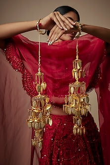 Gold Finish Leaf Charm Tying Kaleeras (Set Of 2)