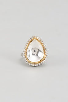 Gold Finish Kundan Polki & Zircon Ring