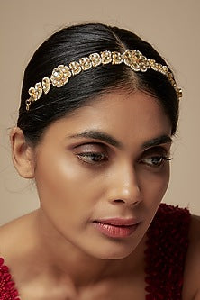 Gold Finish Kundan Polki Mathapatti