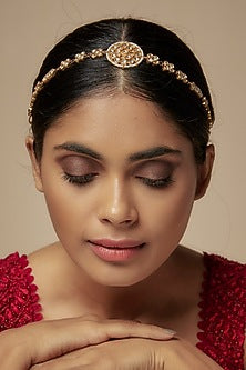 Gold Finish Kundan Polki Mathapatti