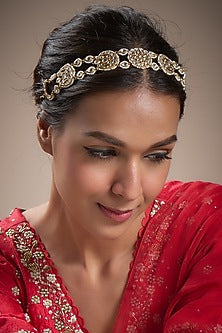 Gold Finish Kundan Polki Mathapatti