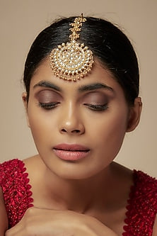 Gold Finish Kundan Polki Maangtikka
