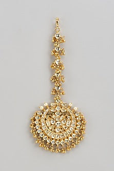 Gold Finish Kundan Polki Maangtikka
