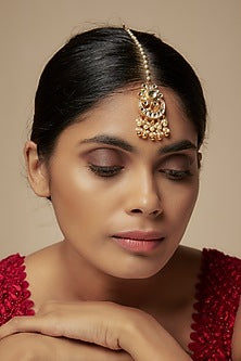 Gold Finish Kundan Polki Maangtikka