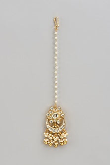 Gold Finish Kundan Polki Maangtikka