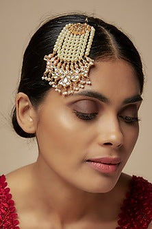 Gold Finish Kundan Polki & Pearl Pasa