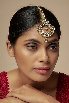 Gold Finish Kundan Polki Maangtikka