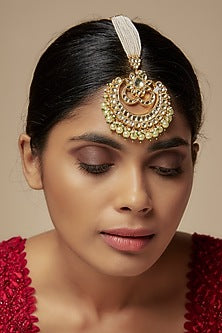 Gold Finish Kundan Polki Maangtikka