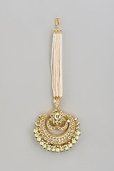 Gold Finish Kundan Polki Maangtikka