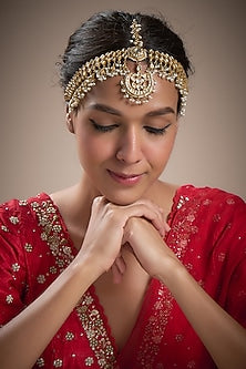 Gold Finish Kundan Polki Mathapatti