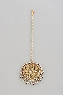 Gold Finish Kundan Polki Maangtikka