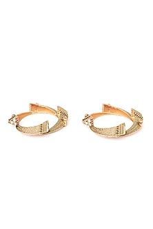 Gold Finish Multi-Colored Stone Temple Bangles (Set Of 2)