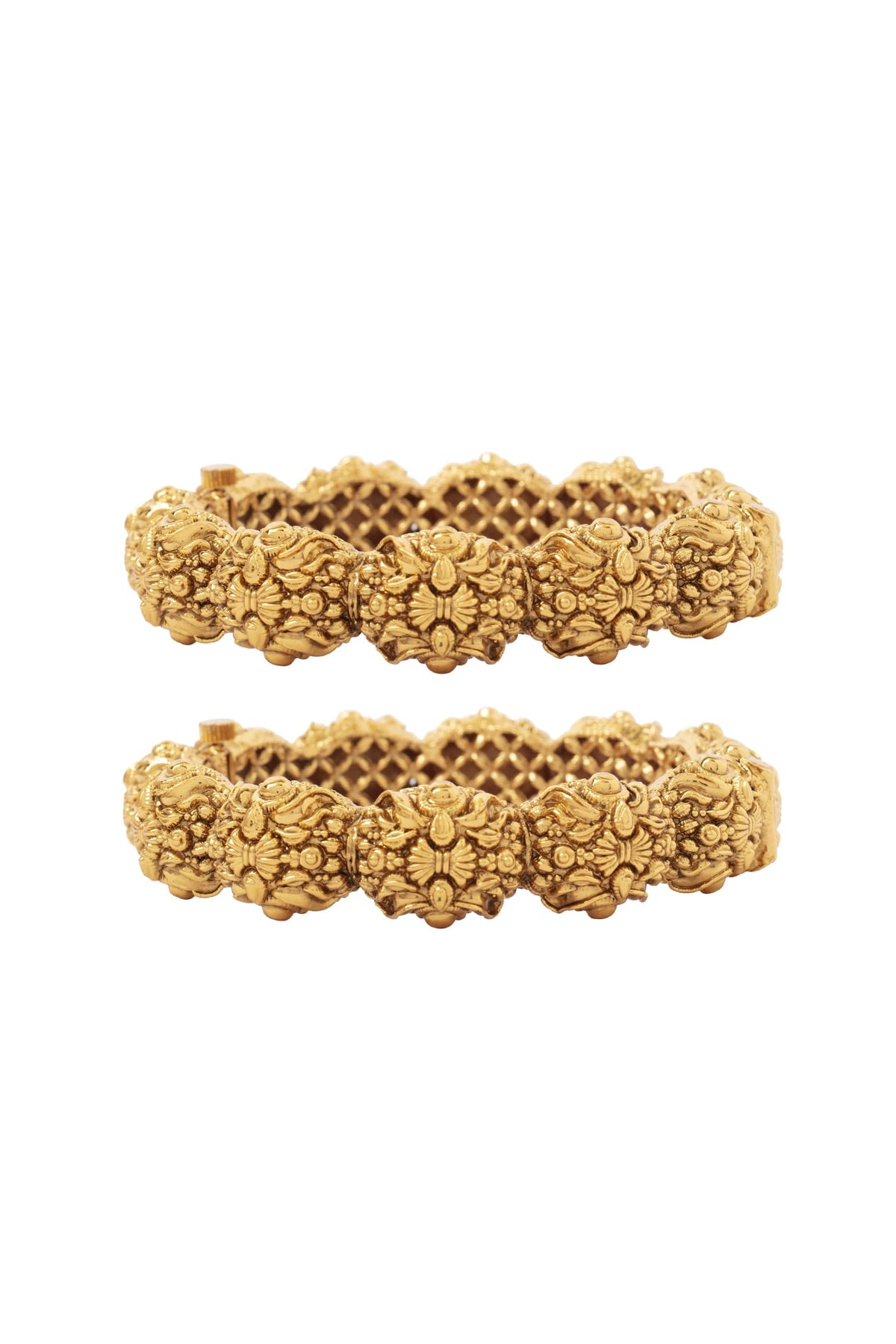 Gold Finish Textured Bangles (Set Of 2)