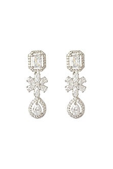 Silver Finish Zircon Floral Necklace Set