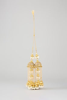 Gold Finish Shell Charms & Embellished Kaleeras (Set Of 2)