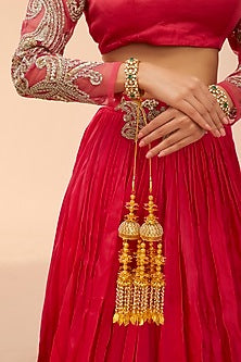 Gold Finish Shell Charms & Pearl Kaleeras (Set Of 2)