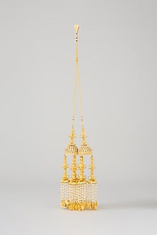 Gold Finish Shell Charms & Pearl Kaleeras (Set Of 2)