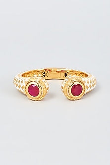 Gold Finish Ruby Synthetic Stone Bangle