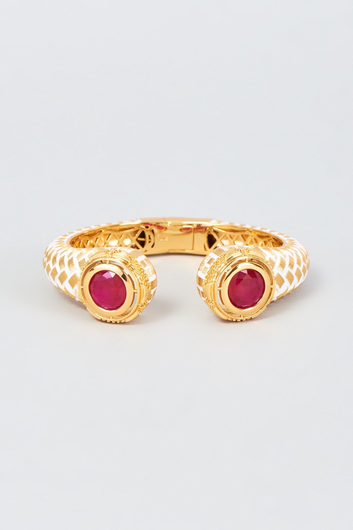 Gold Finish Ruby Synthetic Stone Bangle
