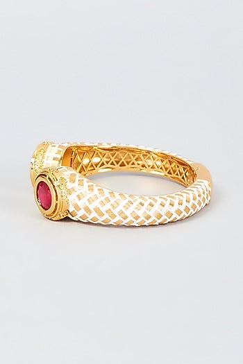 Gold Finish Ruby Synthetic Stone Bangle